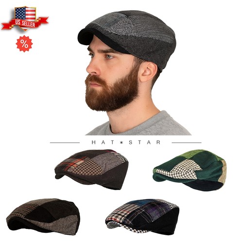 Patch plaid ivy hat wool - plaid,