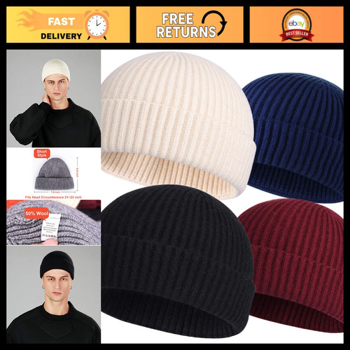 Wool fisherman beanie for men - wool,